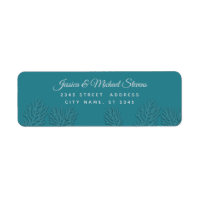Teal embossed romantic coral label
