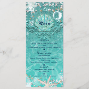Teal Enchanted Sea Starfish & Bubbles Beach Menu