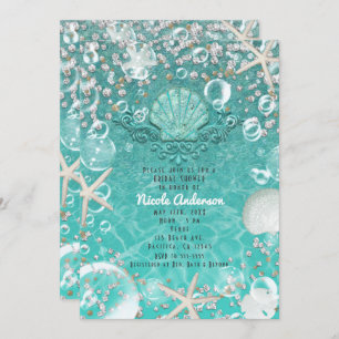 Teal Enchanted Sea Starfish & Bubbles Invitation