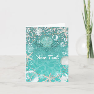 Teal Enchanted Sea Starfish & Bubbles Thank You Card