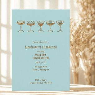 Teal Espresso Martini Bachelorette w/QR Code Invitation