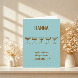 Teal Espresso Martini Will You Be My Bridesmaid? Invitation