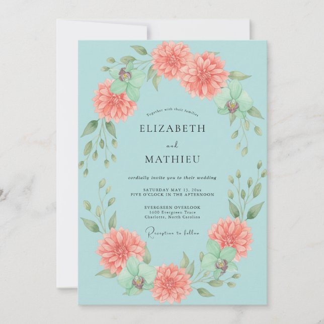 Teal Ethereal Spring Wedding Invitation (Front)