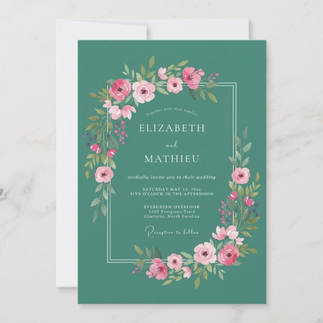 Teal Ethereal Summer Wedding Invitation (Front)