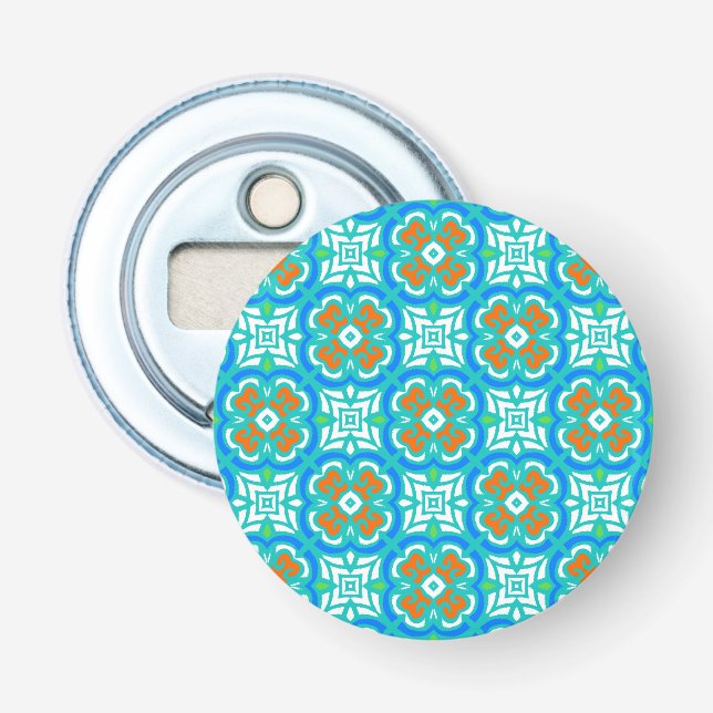 Teal Ethnic Pattern Bottle Opener (Front)