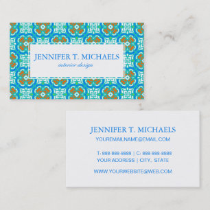 Teal Ethnic Pattern Business Card