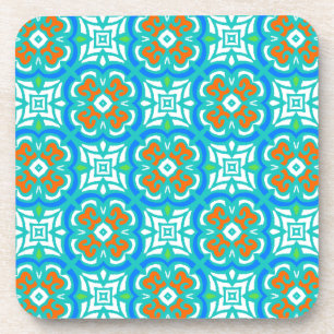 Teal Ethnic Pattern Coaster