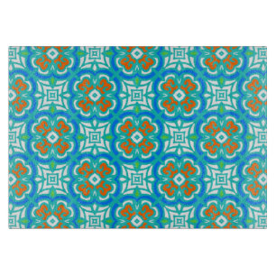 Teal Ethnic Pattern Cutting Board
