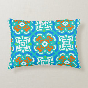 Teal Ethnic Pattern Decorative Cushion