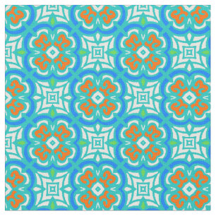 Teal Ethnic Pattern Fabric