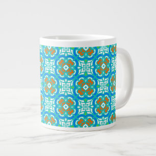 Teal Ethnic Pattern Large Coffee Mug