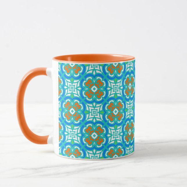 Teal Ethnic Pattern Mug (Left)