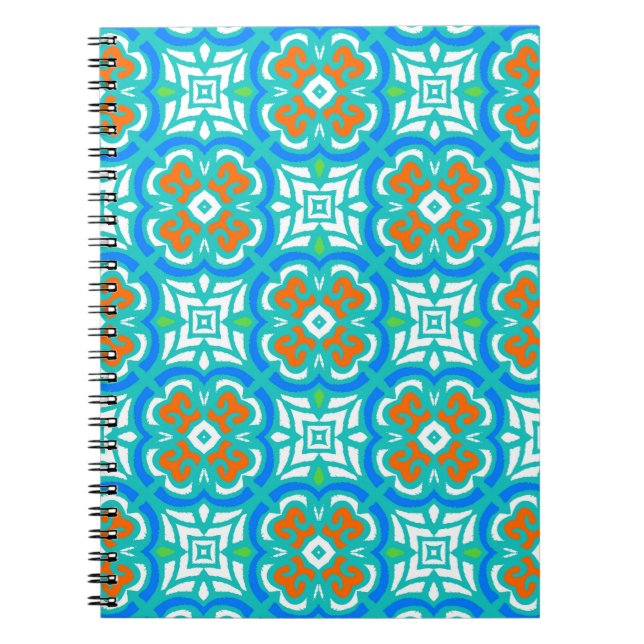 Teal Ethnic Pattern Notebook (Front)
