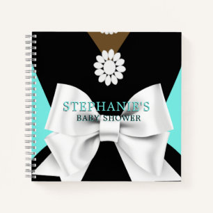 Teal Ethnic Tiffany Theme Baby Shower Guest Book