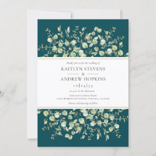 Teal Eucalyptus Wedding Invitation