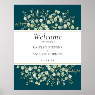 Teal Eucalyptus Wedding Welcome Poster