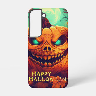 Teal-Eyed Pumpkin Candles Full Moon Halloween Samsung Galaxy Case