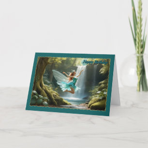 Teal Fairy for Young Girl Birthday Card