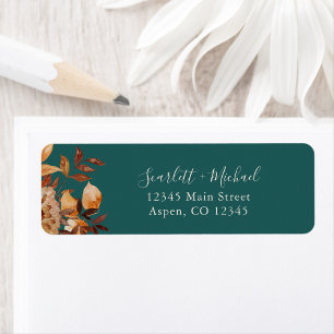 Teal Fall Return Address Label