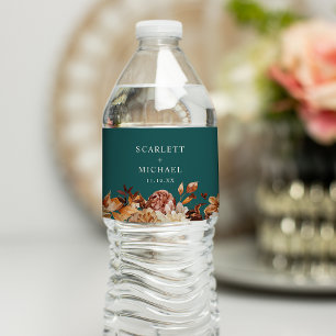 Teal Fall Water Bottle Label