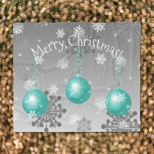 Teal Fancy Christmas Ornament Blanket