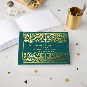 Teal Fantasy Royal Mediaeval Sword Wedding Guest Book
