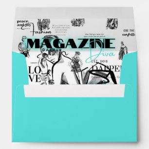 Teal fashion magazine envelope
