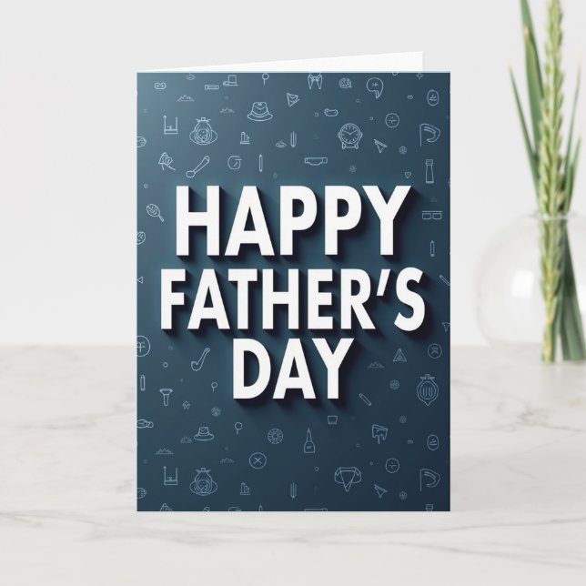 Teal Fathers Day Icons Card (Front)