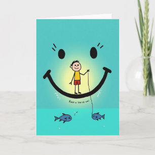 Teal Fathers Day Smile Card