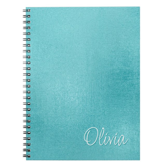 Teal Faux Foil Simple Minimalist Custom Notebook (Front)