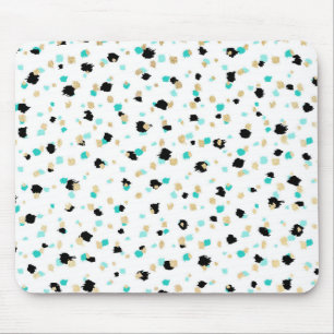 Teal, Faux Gold, & Black Speckled Paint Daubs Mouse Pad