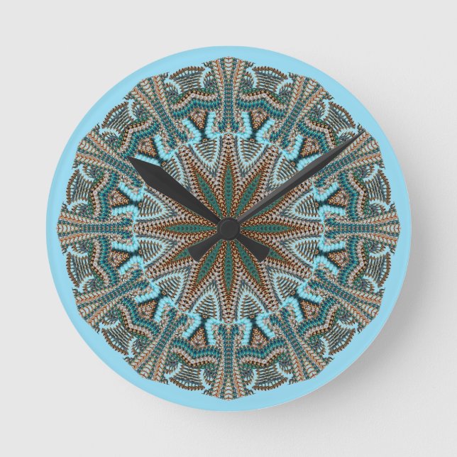 Teal Faux-knit Design Round Clock (Front)