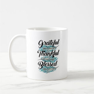 teal feathers grateful thankful blessed pilow coffee mug