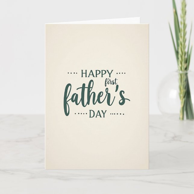 Teal First Fathers Day Graphic Card (Front)