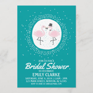 Teal Flamingo Bride & Groom Invitation (any event)