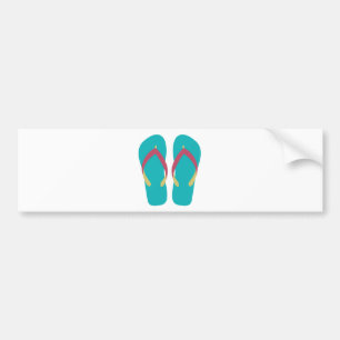 Teal Flip Flops with Red and Yellow Straps Bumper Sticker