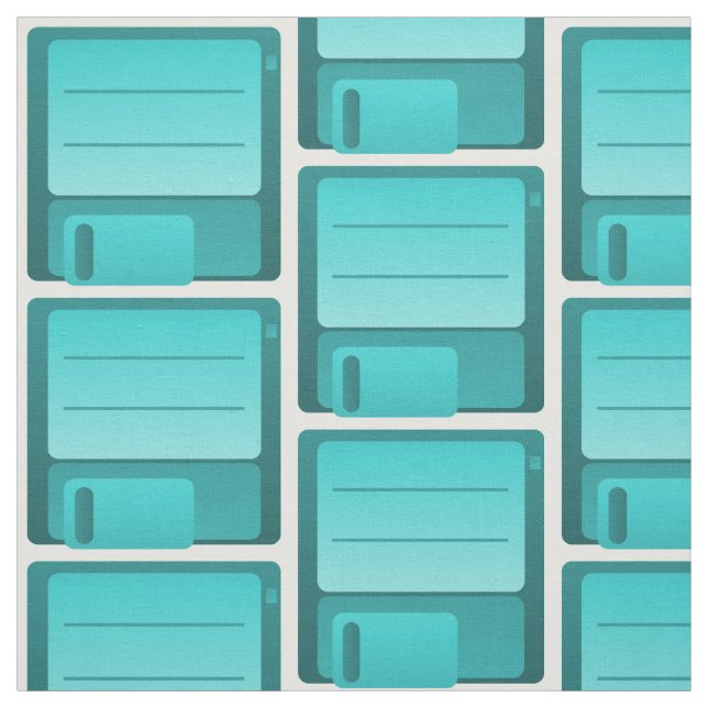 Teal Floppy Disc Pattern Fabric (Swatch)