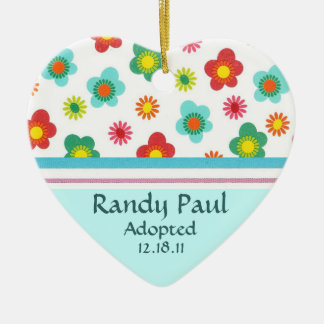 Teal Floral Adoption Announcement Ornament