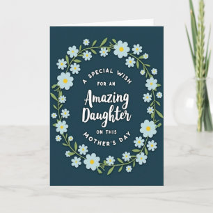 Teal Floral Amazing Daughter Card