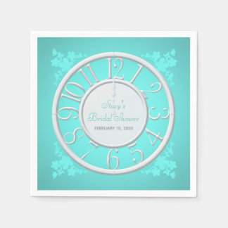 Teal Floral Around the Clock Shower Napkin