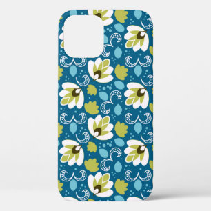 Teal Floral Art Paisley Gardener Green Leaves iPhone 12 Case
