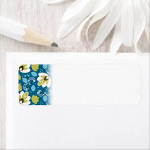Teal Floral Art Paisley Gardener Green Leaves Return Address Label