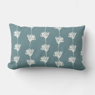 Teal Floral Bedroom Decor Lumbar Cushion