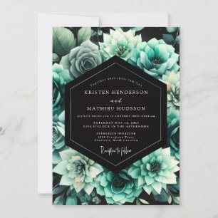 Teal Floral Bloom Wedding Invitation