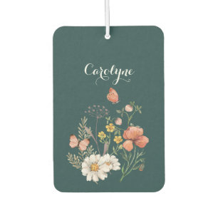 Teal Floral  Car Air Freshener