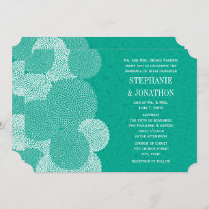 Teal Floral Chrysanthemum Wedding Invitations