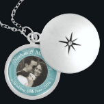 Teal Floral Custom Photo Wedding Keepsake Locket Necklace<br><div class="desc">Personalised photo locket with floral teal background and chain link detail around your image. Personalise with your own photo and text to make a special gift or keepsake to remember a special occasion like a Wedding,  Engagement or Anniversary.</div>