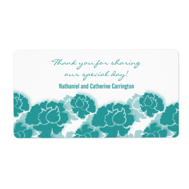 Teal Floral Decadence Wedding Labels (Front)