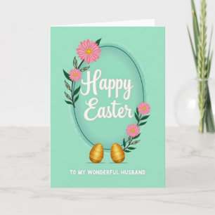 Teal Floral Easter Card
