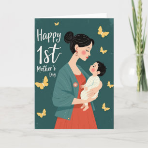Teal Floral First Mothers Day Card